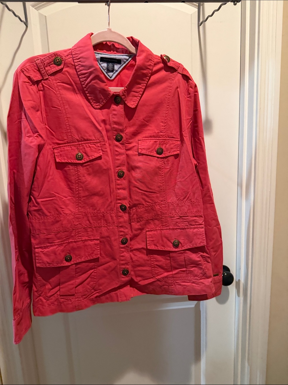 Tommy Hilfiger Coral Utility Jacket with Button-Front Pockets
